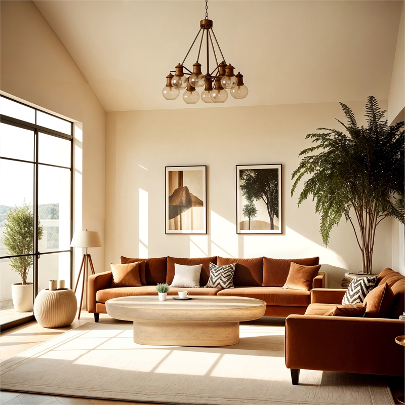 Afuera Living Travertine Finish Concrete Indoor/Outdoor Coffee Table
