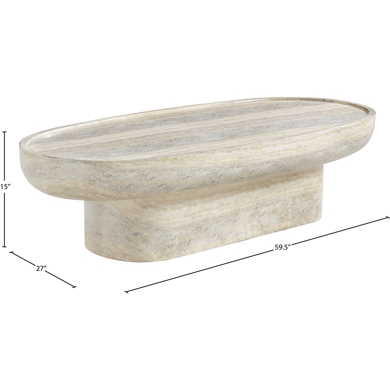 Afuera Living Travertine Finish Concrete Indoor/Outdoor Coffee Table