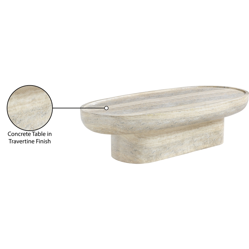 Afuera Living Travertine Finish Concrete Indoor/Outdoor Coffee Table