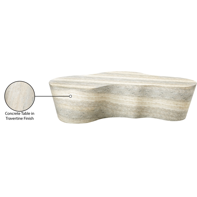 Afuera Living Indoor/Outdoor Concrete Travertine Finish Coffee Table