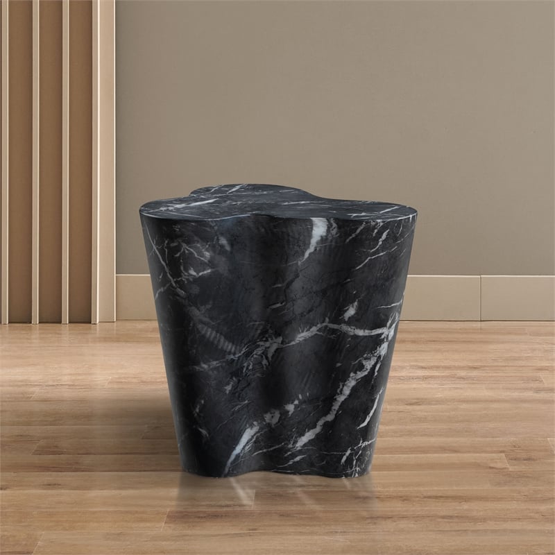 Afuera Living Contemporary Black Indoor/Outdoor Concrete Marble Finish End Table