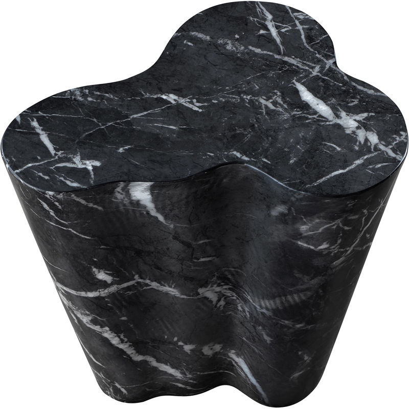 Afuera Living Contemporary Black Indoor/Outdoor Concrete Marble Finish End Table