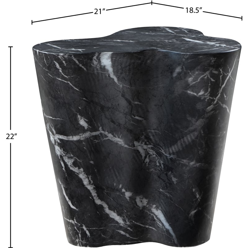 Afuera Living Contemporary Black Indoor/Outdoor Concrete Marble Finish End Table