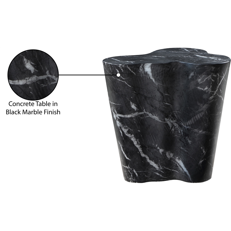 Afuera Living Contemporary Black Indoor/Outdoor Concrete Marble Finish End Table