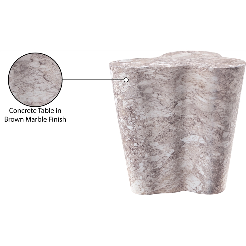 Afuera Living Contemporary Brown Indoor/Outdoor Concrete Marble Finish End Table