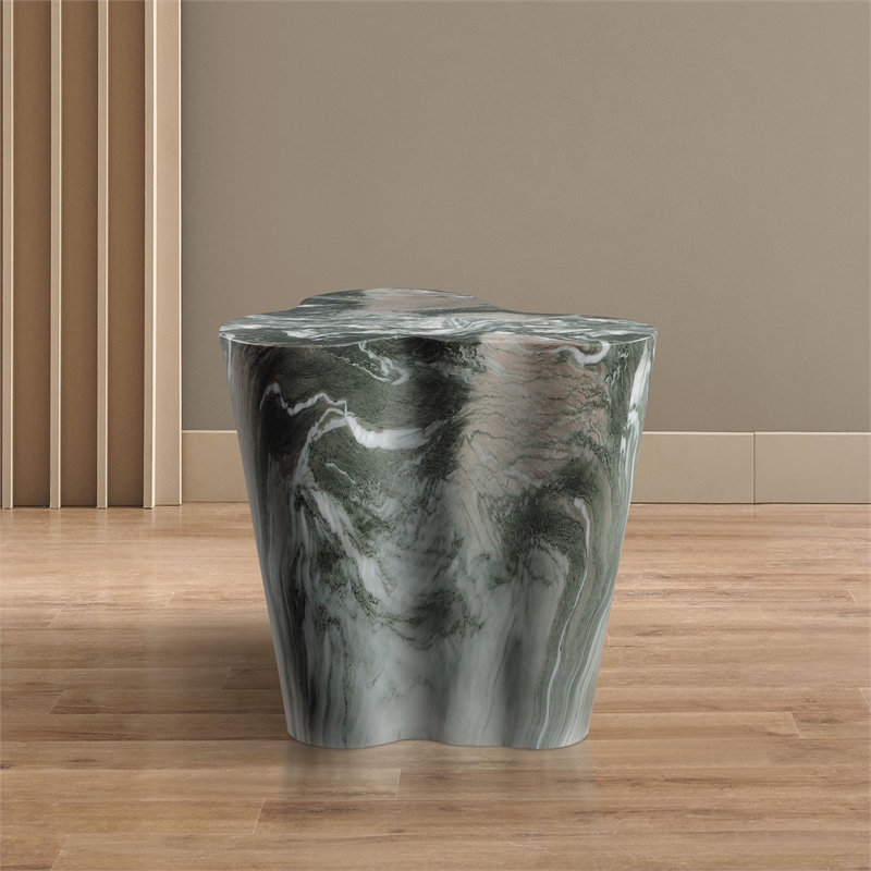 Afuera Living Contemporary Green Indoor/Outdoor Concrete Marble Finish End Table