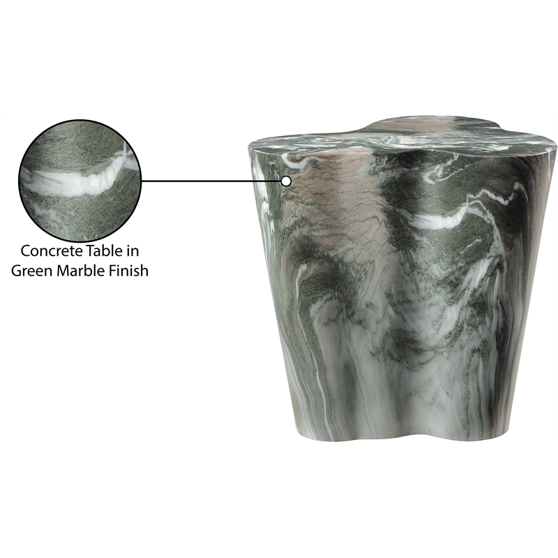 Afuera Living Contemporary Green Indoor/Outdoor Concrete Marble Finish End Table