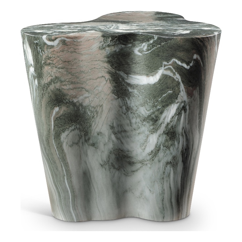 Afuera Living Contemporary Green Indoor/Outdoor Concrete Marble Finish End Table