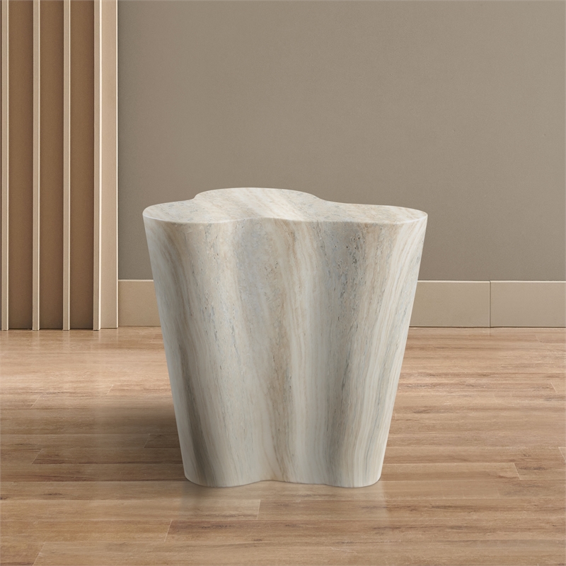Afuera Living Contemporary Indoor/Outdoor Concrete Travertine Finish End Table
