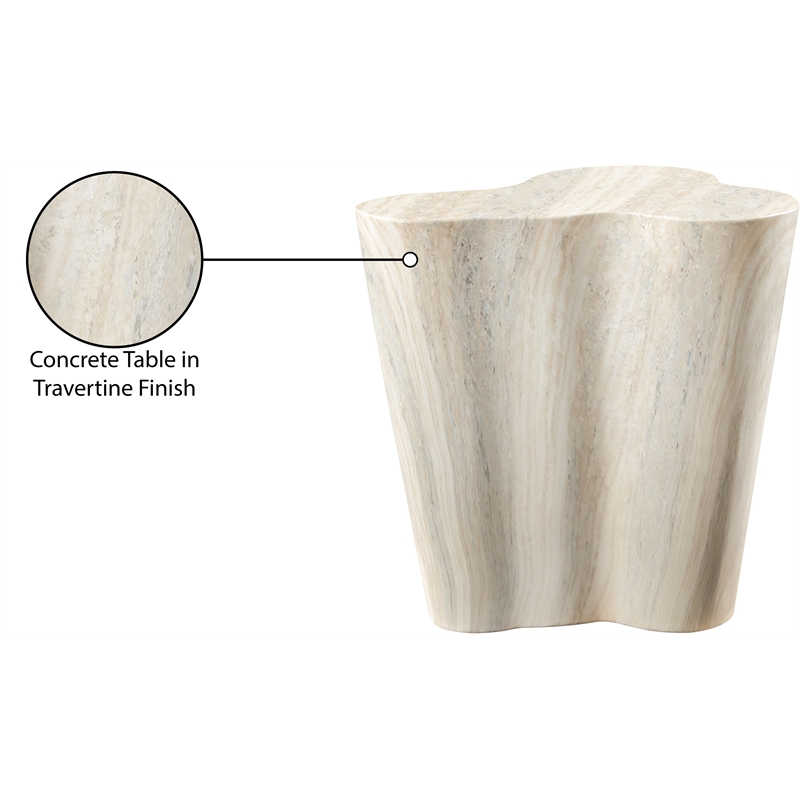 Afuera Living Contemporary Indoor/Outdoor Concrete Travertine Finish End Table