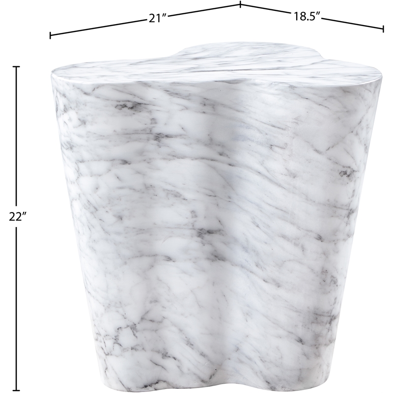 Afuera Living Contemporary White Indoor/Outdoor Concrete Marble Finish End Table