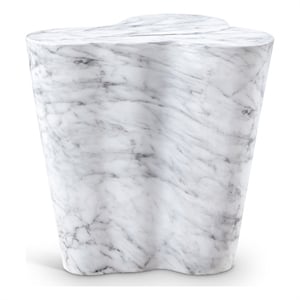 Afuera Living Contemporary White Indoor/Outdoor Concrete Marble Finish End Table