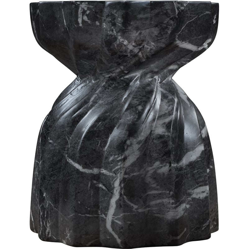 Afuera Living Contemporary Black Marble Finish Concrete Indoor/Outdoor End Table