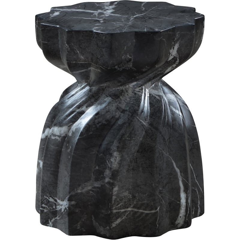 Afuera Living Contemporary Black Marble Finish Concrete Indoor/Outdoor End Table