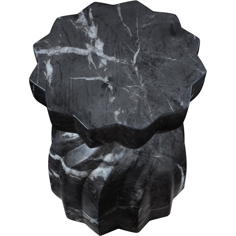 Afuera Living Contemporary Black Marble Finish Concrete Indoor/Outdoor End Table