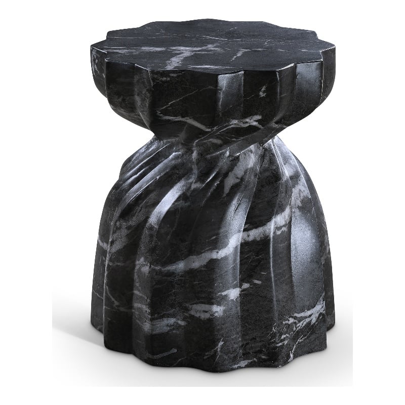 Afuera Living Contemporary Black Marble Finish Concrete Indoor/Outdoor End Table