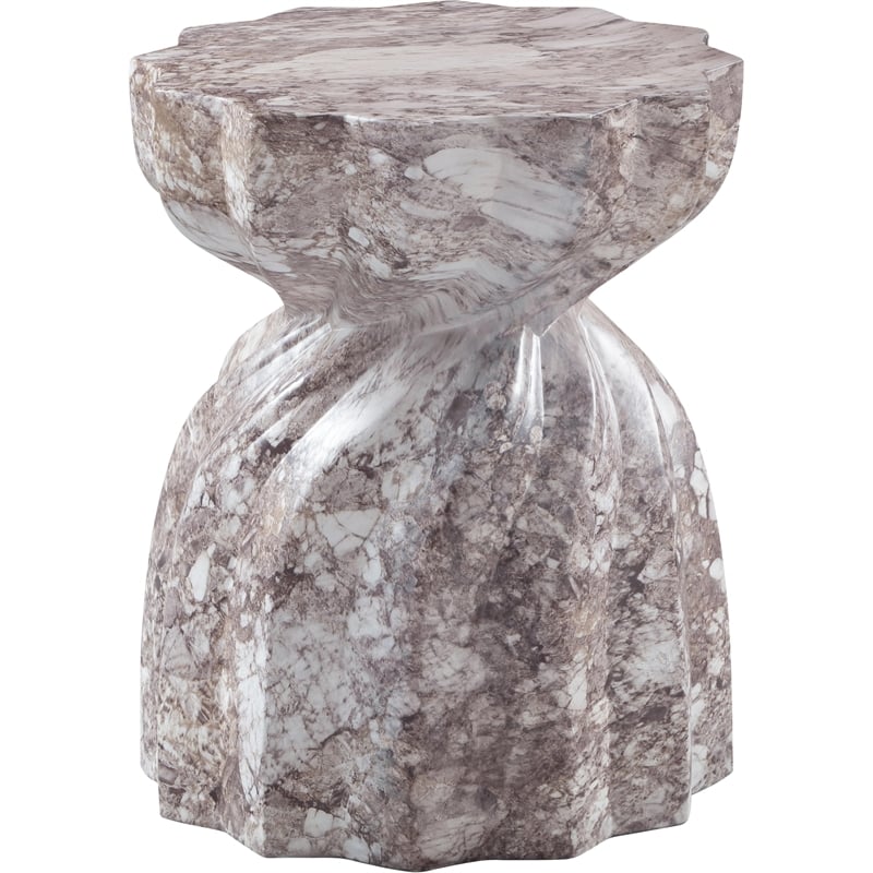 Afuera Living Contemporary Brown Marble Finish Concrete Indoor/Outdoor End Table