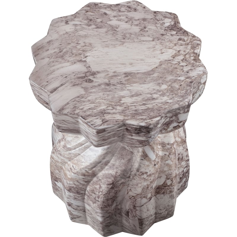 Afuera Living Contemporary Brown Marble Finish Concrete Indoor/Outdoor End Table