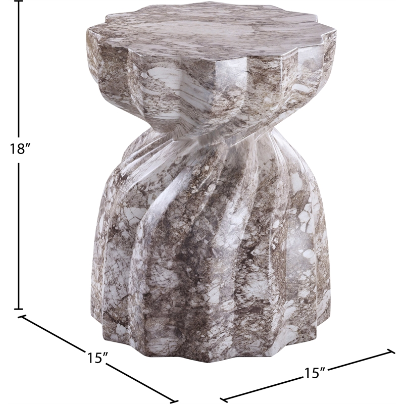 Afuera Living Contemporary Brown Marble Finish Concrete Indoor/Outdoor End Table