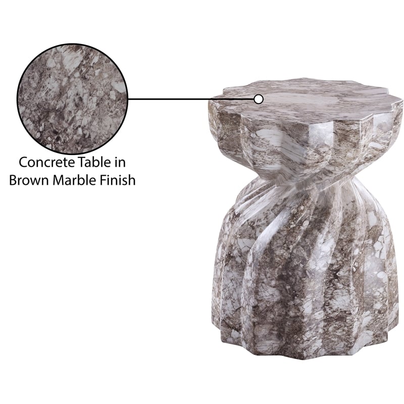 Afuera Living Contemporary Brown Marble Finish Concrete Indoor/Outdoor End Table