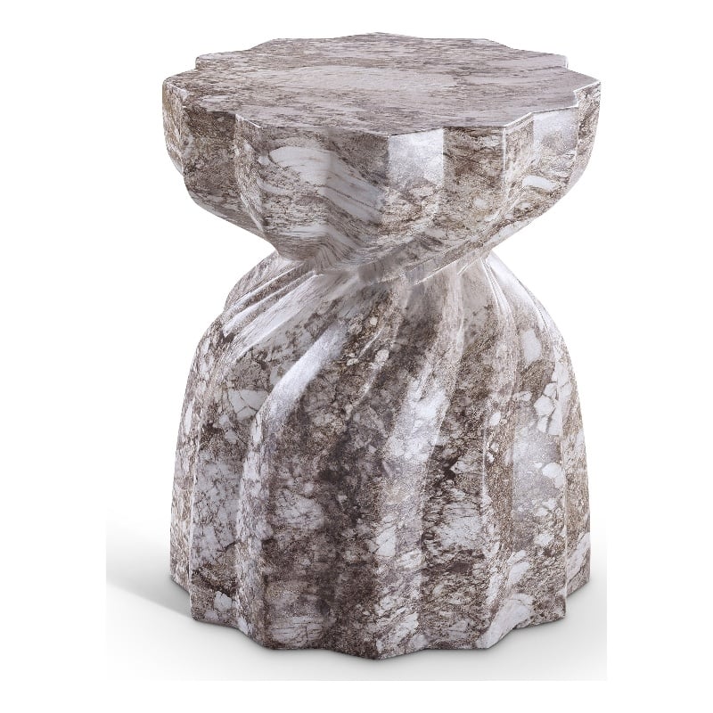 Afuera Living Contemporary Brown Marble Finish Concrete Indoor/Outdoor End Table