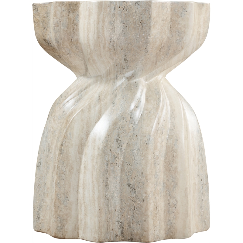 Afuera Living Contemporary Travertine Concrete Indoor/Outdoor End Table