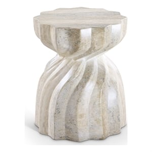 Afuera Living Contemporary Travertine Concrete Indoor/Outdoor End Table