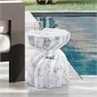 Afuera Living Contemporary White Marble Finish Concrete Indoor/Outdoor End Table