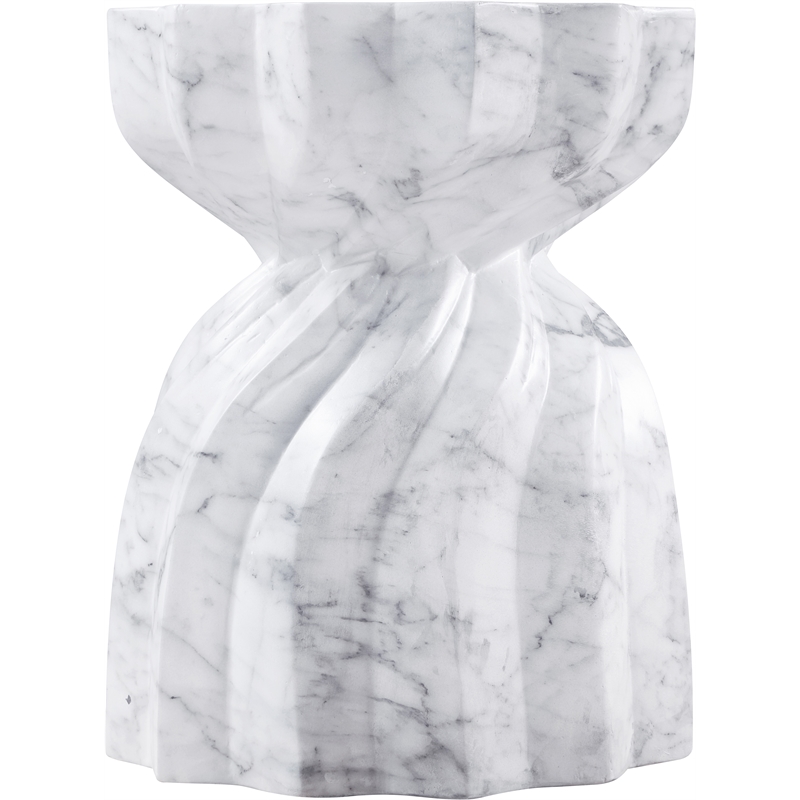 Afuera Living Contemporary White Marble Finish Concrete Indoor/Outdoor End Table