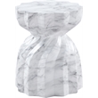 Afuera Living Contemporary White Marble Finish Concrete Indoor/Outdoor End Table