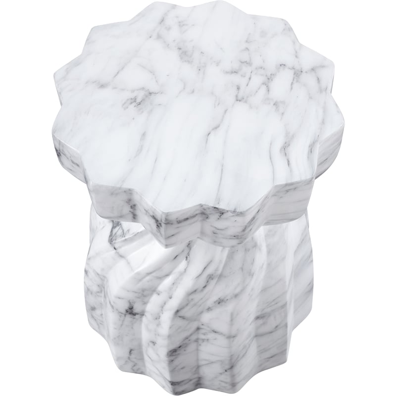Afuera Living Contemporary White Marble Finish Concrete Indoor/Outdoor End Table