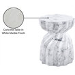 Afuera Living Contemporary White Marble Finish Concrete Indoor/Outdoor End Table