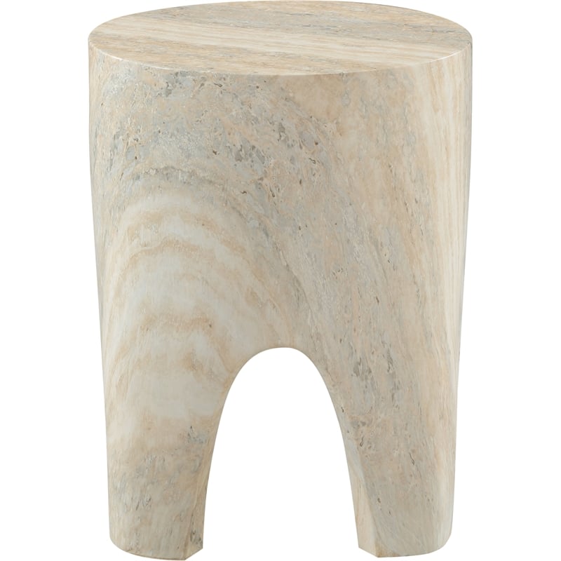 Afuera Living Contemporary Travertine Indoor/Outdoor Concrete End Table