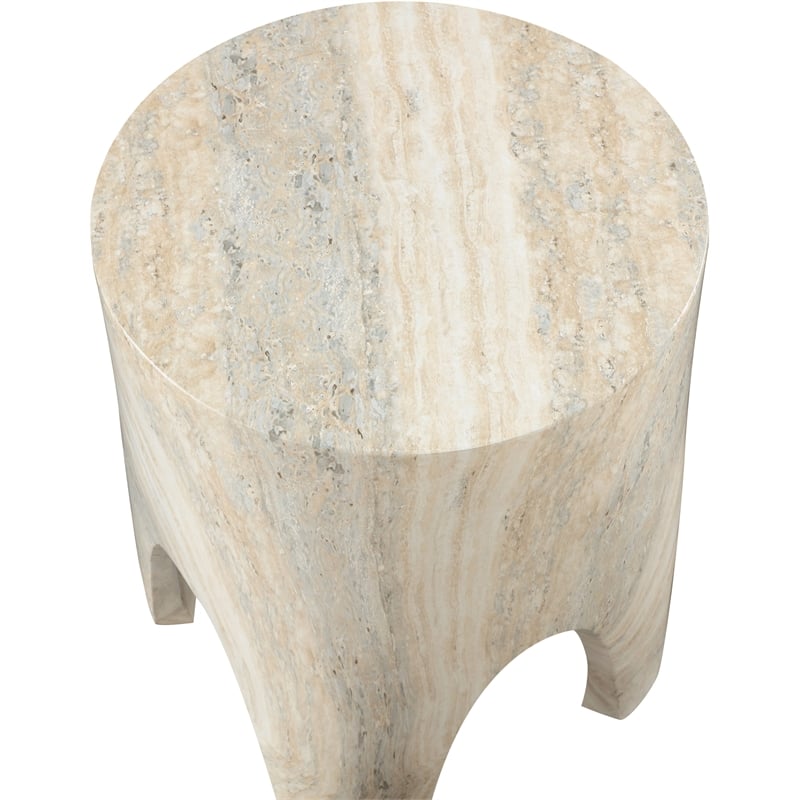 Afuera Living Contemporary Travertine Indoor/Outdoor Concrete End Table