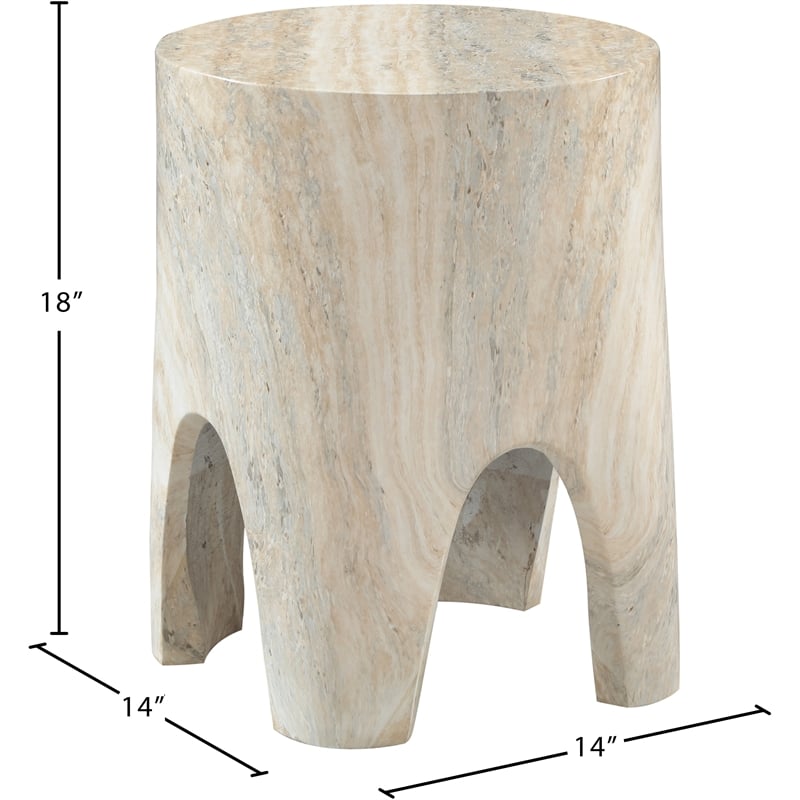 Afuera Living Contemporary Travertine Indoor/Outdoor Concrete End Table