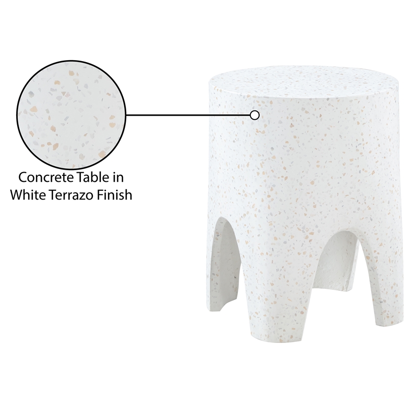 Afuera Living Contemporary White Indoor/Outdoor Concrete End Table