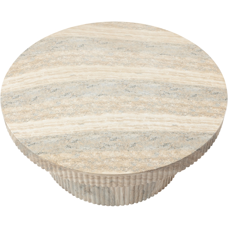 Afuera Living Contemporary Travertine Indoor/Outdoor Concrete Coffee Table