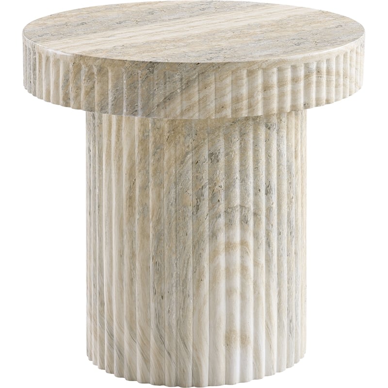 Afuera Living Contemporary Travertine Indoor/Outdoor Concrete End Table