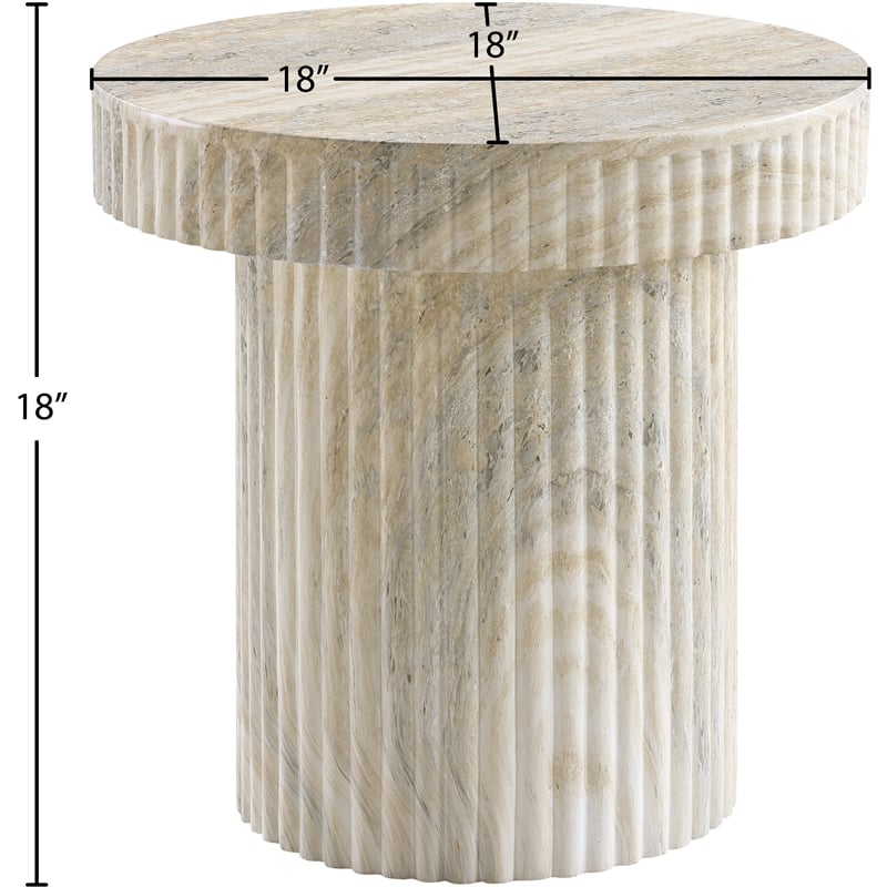 Afuera Living Contemporary Travertine Indoor/Outdoor Concrete End Table