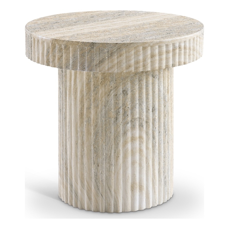 Afuera Living Contemporary Travertine Indoor/Outdoor Concrete End Table