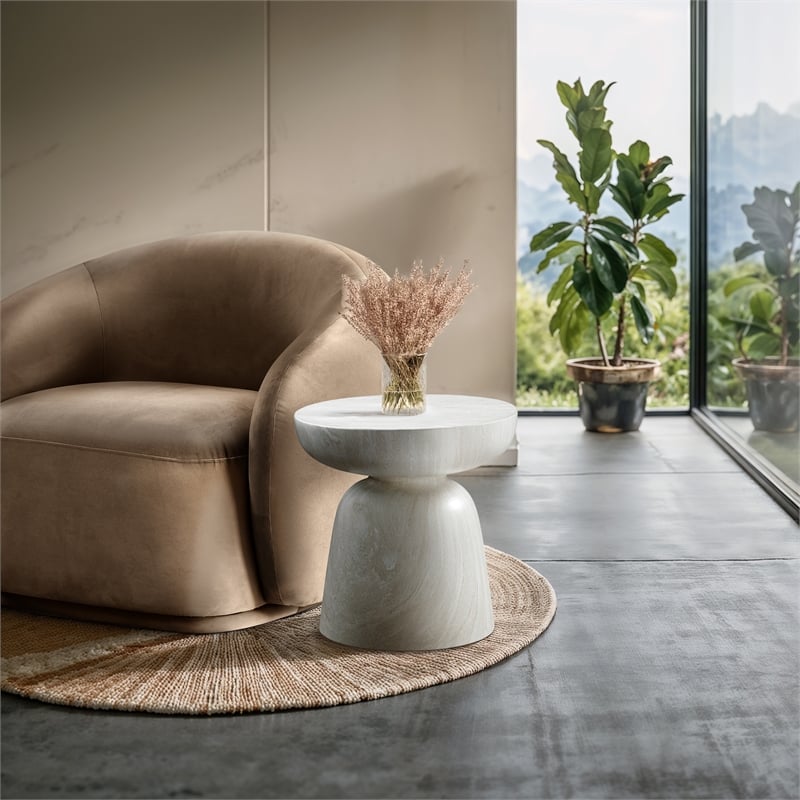 Afuera Living Contemporary Off White Indoor/Outdoor Concrete End Table