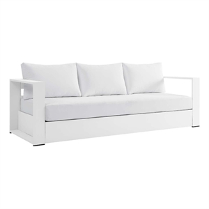 Afuera Living Modern Powder-Coated Aluminum/Fabric Outdoor Sofa in White