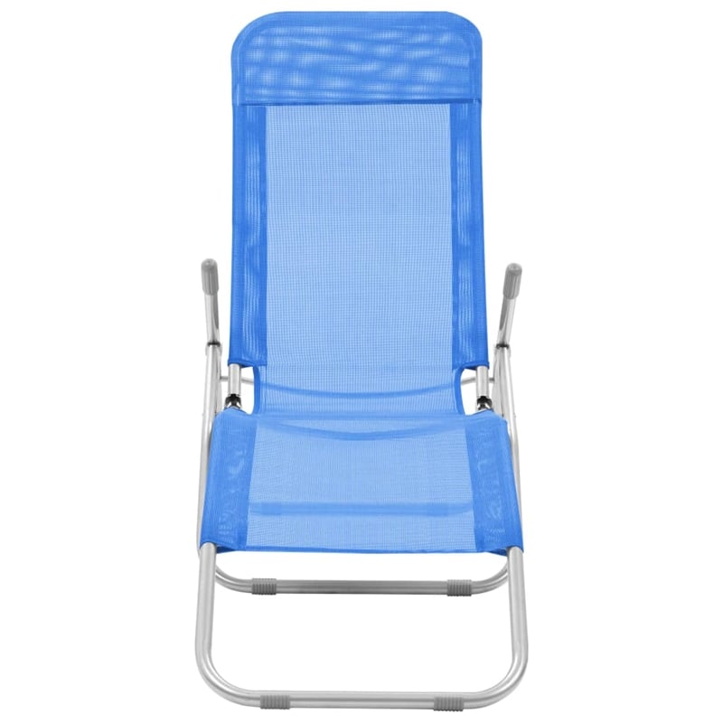 Afuera Living Powder-Coated Steel Sun Lounger in Blue (Set of 2)