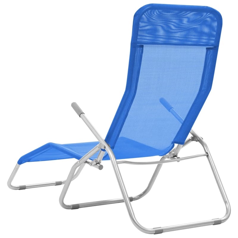 Afuera Living Powder-Coated Steel Sun Lounger in Blue (Set of 2)