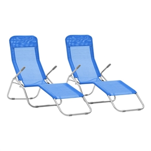 Afuera Living Powder-Coated Steel Sun Lounger in Blue (Set of 2)