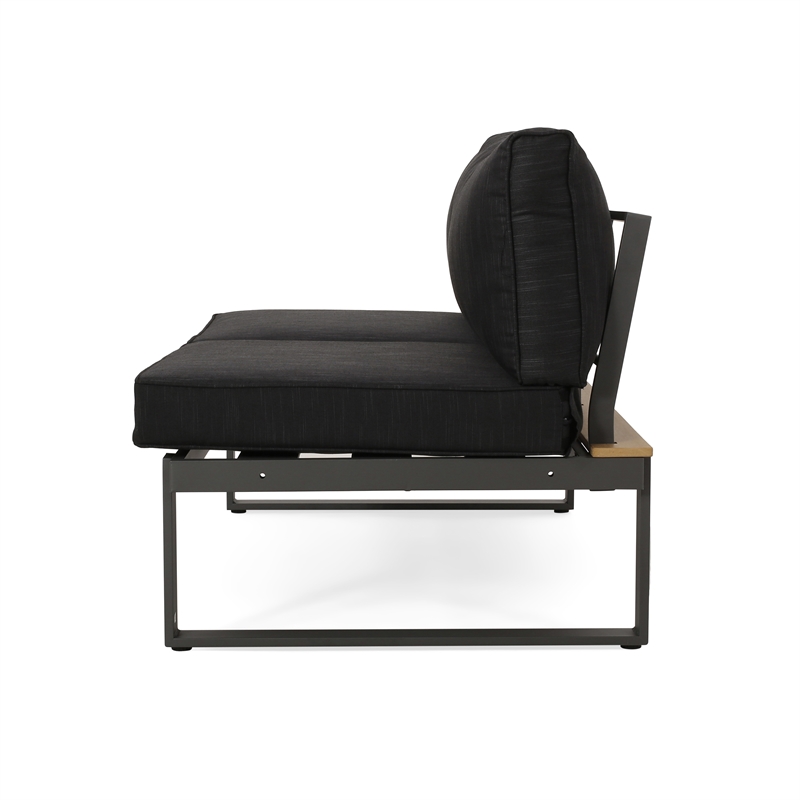 Afuera Living Gray Wood Left Arm Outdoor Sofa with Aluminum Frame