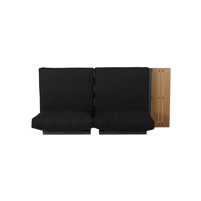 Afuera Living Gray Wood Left Arm Outdoor Sofa with Aluminum Frame