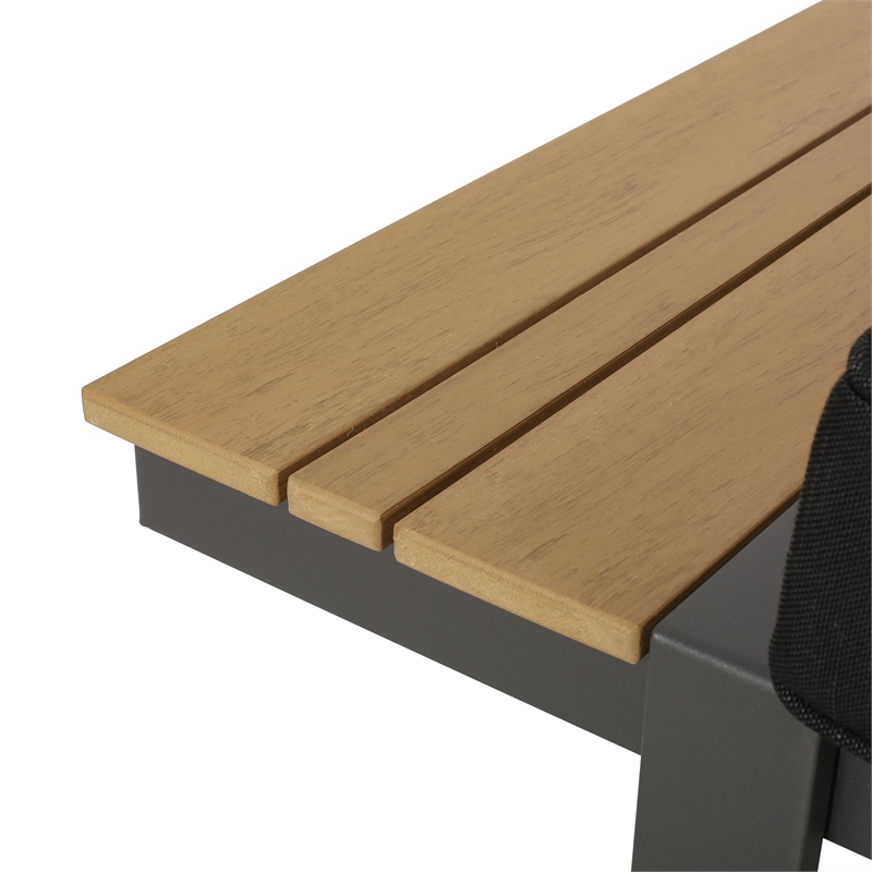 Afuera Living Gray Wood Left Arm Outdoor Sofa with Aluminum Frame