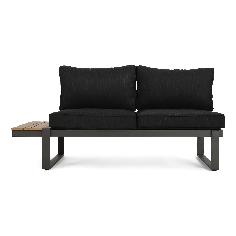 Afuera Living Gray Wood Left Arm Outdoor Sofa with Aluminum Frame