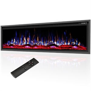 Afuera Living 76&quot Wall Mount Ultra-Thin Electric Fireplace with Remote & Timer